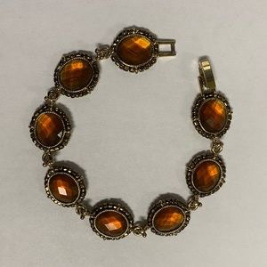 A Vintage signed LC by Liz Claiborne,  Amber Rhinestones Bracelet. A Rare Find!